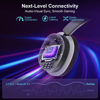 Casque de jeu RGB avec station de charge par contact, chargement automatique via les broches Pogo, tri-mode BT5.3/2.4G/3.5mm, micro ENC pour PS5 PC