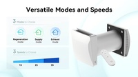 Ventilation à récupération d'énergie (ERV) Airwoods AV-TTW6E avec filtration d'air propre WiFi, installation murale, régénération à 97%
