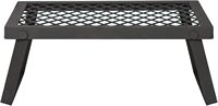 Grille de camping pliable d'extérieur robuste en acier avec grille en maille et pieds pliants