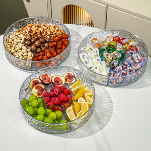 Rotatable Plastic Dried Fruit Box Candy Snack Platter Round Transparent Storage Container For Home Living Room Use - Product Image 3