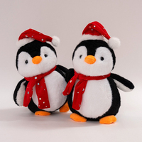 Peluche pingouin super douce et écologique à faire soi-même, avec chapeau et écharpe rouges, cadeaux promotionnels pour le soulagement du stress, rembourrée en PP