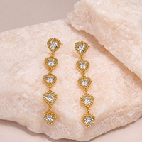 Pendientes de Corazón Románticos KITI, Hipoalergénicos, de Acero Inoxidable, con Circonita Cúbica Brillante, Chapados en Oro PVD, Regalo de Joyería