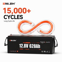 Batterie LiFePO4 à semi-conducteurs ENLZH 8038Wh 12.8V 628Ah, 4000+ cycles, de -4 à 131°C, pour applications marines, bateaux et systèmes solaires hors réseau
