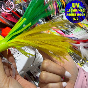 Señuelo de Pesca de Arrastre para Pesca Mayor, 160 mm, 46 g, <span class=keywords><strong>Punta</strong></span> de Metal ABS, Cola de Pluma, Resina con Brillo UV en la Oscuridad, para Atún, Pez Rey, Río, Lago - Product Image 3