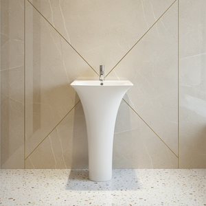 Diamond Shape Unique <strong>Big</strong> Freestanding square Bathroom White Ceramic Art Hand Wash Pedestal Sink <strong>Basin</strong> With Pedestal - Product Image 1
