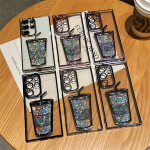 Diseñador de lujo taza de café arenas movedizas Bling brillo chica placa caja del teléfono para <span class=keywords><strong>Samsung</strong></span> S22 S23 S24 Ultra - Product Image 1