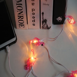 Cable de Carga para Teléfono con Luces LED de Navidad con Diseño de Flamenco, 8 LED Blancos Cálidos, Cable de Datos USB de 4 pies para iPhone/Android/Tipo-C, Universal para las Fiestas - Product Image 2