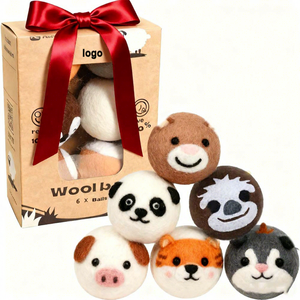 Boules de séchage en laine solide avec logo personnalisé, détergent en cuir, adoucissant textile écologique réutilisable, réduit les plis des vêtements - Product Image 1