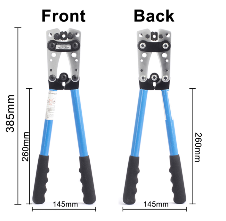 HX-50B Wire Terminal Crimping Tool 6-50mm2 Heavy Duty Cable Lug Crimper Plier Cu/Al Terminal Ratchet (AWG10-1/10)