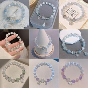 <span class=keywords><strong>Bracelet</strong></span> papillon en pierre œil-de-chat gris <span class=keywords><strong>clair</strong></span> avec perles, design tendance pour femme sur Instagram - Product Image 2