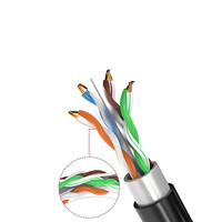 Câble réseau en cuivre nu UTP extérieur 0,50 mm à double gaine noire CE RoHS pour connecteur de cabinet LAN 4 paires