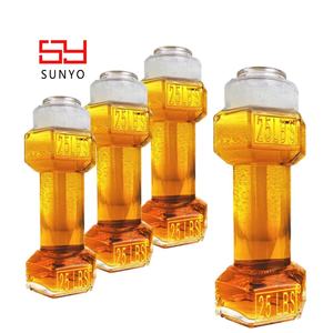 Diseño de mancuernas Gran capacidad Hombre Fiesta Fútbol Eventos Decoración Florero Vidrio Venta al por mayor <span class=keywords><strong>Cerveza</strong></span> de vidrio - Product Image 1