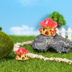 Casas de Resina con Forma de Hongo, Adornos de Jardín en Miniatura, Decoración Roja para Interiores y Exteriores, Pequeñas y Grandes, Independientes - Product Image 1