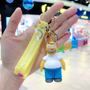 Llaveros 3D de los <span class=keywords><strong>Simpsons</strong></span>, de dibujos animados, con luz, ecológicos, de PVC y aleación de zinc, con impresión tipográfica, creativos, para parejas, para bolsos y coches - Product Image 3