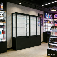 Vitrine de présentation en verre APEX pour magasin de détail, présentoir de point de vente avec éclairage LED et étagères réglables