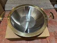 Marmite à fondue commerciale en acier inoxydable 304 doré, à double compartiment, pour cuisinière à induction et cuisinière à gaz (double usage)