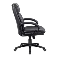 Chaise de bureau de direction moderne et luxueuse sur mesure, design contemporain, dossier bas, ergonomique, en cuir synthétique noir, pivotante à 360°, réglable en hauteur