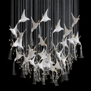Elegant Bird Design Indoor Decoration Pendant Light Villa Modern Custom LED Chandelier