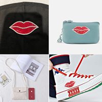 Appliques thermocollantes et à coudre pour vêtements, motif lèvres rouges ornées de strass, pour DIY, jeans, vestes, sacs