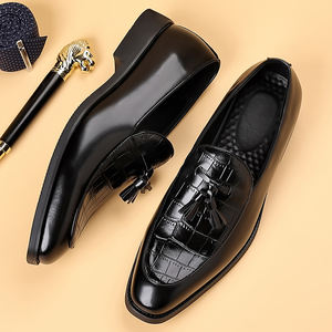 Chaussures en cuir britanniques pour jeunes hommes, à bout pointu, avec pompons, pour mocassins - Product Image 6