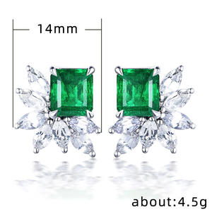E637 Green <b>Stud</b> <b>Earrings</b> 925 Silver Marquise Cut Flower Design Wedding Jewelry Women's Luxury <b>Fine</b> <b>Earrings</b> - Product Image 6