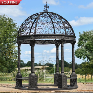Gazebo Redondo de Hierro Forjado Blanco YOUFINE, Pabellón con Domo para Jardín o Patio de Estilo Europeo - Product Image 4