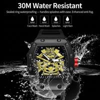 Montre Homme Samouraï Squelette Tonneau Galvanisé Caoutchouc Lumineux Boucle Verre Minéral Étanche Mecha Sur Mesure Gros