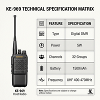 KENEARD KE-969 Talkie-walkie numérique DMR 5W haute puissance double temps de slot 1500mAh 32 canaux Radio bidirectionnelle portable UHF pour la sécurité professionnelle