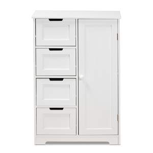 Space Saving Corner Wooden White 4 Drawers Bathroom Storage Cabinet