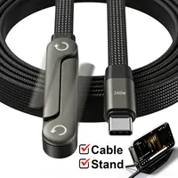 Câble de données USB 3.1 Type-C 240W à charge rapide, support pliable pour téléphone, pour support de téléphone de voiture