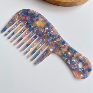 Cepillo para Desenredar el Cabello de Alta Calidad, Estilo Vintage, con Ácido Acético, Patrón de Marmoleado Flexible, Peine de Dientes Anchos de Acetato - Product Image 4