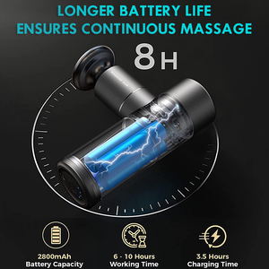 Mini Pistola de Massagem Muscular de Tecido Profundo com Vibração, Carregador Tipo C, em Liga de Alumínio, Preto e Vermelho, com Design de Logotipo e Acabamento Metálico - Product Image 4