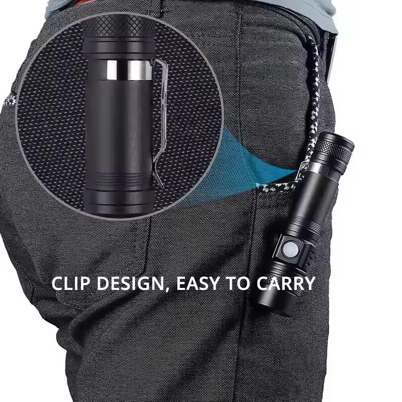 Lampe torche tactique LED d'extérieur rechargeable, 4 000 lm, 6 modes d'éclairage, 5