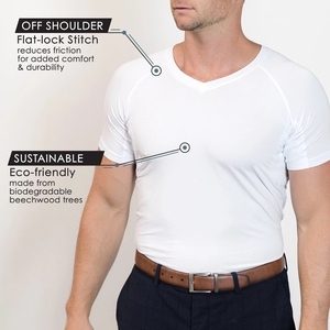 T-shirt sous-vêtement anti-transpiration pour homme, col en V, 100% modal - Product Image 3