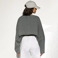 Sweat-shirt décontracté pour femme à manches longues, coupe ample, avec logo personnalisé imprimé, couleur unie, qualité supérieure, style crop top oversize