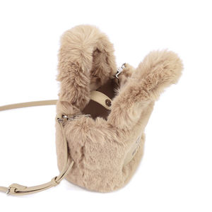 Tas bulu 2024 kustom tas tangan wanita kulit Vegan tas tangan Mini wol domba dari Tiongkok dompet mewah wanita - Product Image 2