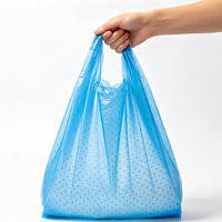 Sac en plastique HDPE bleu à pois marron pour t-shirts, idéal pour les courses quotidiennes et les supermarchés - Vente en gros à prix abordable