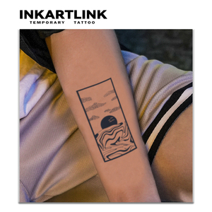 Tatuaje Temporal Geométrico Personalizable al por Mayor, Diseño de Ola de Atardecer Unisex para Brazo, Suministro Semipermanente de Larga Duración - Product Image 2