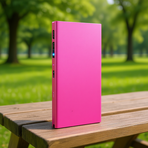 Power Bank 20000mAh Ultrafino de Aleación de Aluminio con Doble Salida USB 18W Entrada Universal Micro USB Rosa - Product Image 2