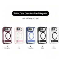 Coque de téléphone Premium transparente avec support magnétique pour iPhone, compatible charge sans fil Duo, motifs variés, bords imprimés, résistante