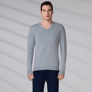 Custom High Quality Cotton Knitwear Casual <b>Pullover</b> Fall Long Sleeve <b>Jumper</b> Embroidered Logo V Neck Sweater - Product Image 3