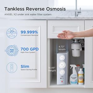 ระบบกรองน้ำแบบ Reverse Osmosis ไร้ถัง ANGEL X2 700GPD มาตรฐาน NSF/ANSI 58 42 372 อัตราส่วนน้ำทิ้งบริสุทธิ์ 2.5:1 ความละเอียด 0.0001 ไมครอน กำจัดสิ่งสกปรกได้ 99% - Product Image 2
