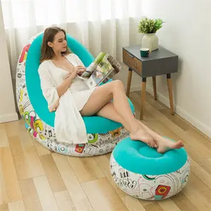 Indoor Inflatable Sofa Bed Thickened Foldable Sofa Chair Camping Beach SeatためRest Relax