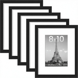 Ensemble de 5 cadres photo S&L 8x10 et 5x7, style classique, finition polie, noir, pour montage mural - Product Image 1