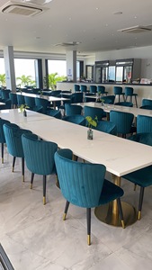 KHÁCH SẠN Lobby Nhà Hàng Blue Fabric Quán Cà Phê Ghế Và Nhà Hàng Bàn Đá Trắng (FOH-P228) - Product Image 3