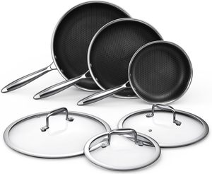 Set di padella a 6 pezzi <span class=keywords><strong>3</strong></span> strati in acciaio inossidabile a nido d'ape padella per cucina, pentole ibride antiaderenti - Product Image 1