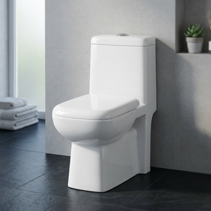 WC monobloc en céramique Vistaar, siphon en S 300 mm, double chasse, abattant à fermeture douce, blanc, pour le Pérou - Product Image 5