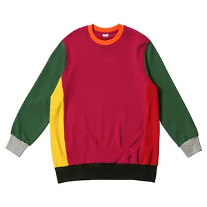 Supplier Custom Heavyweight Contrast Stitching Round Neck Sweatshirts High Street Oversize Men's Sweatshirts