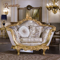 Ensemble de canapés sectionnels classiques en bois massif de style royal français - Meubles de salon de luxe pour villa, écologiques, couleur personnalisable