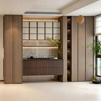 Juego de Comedor Moderno de Madera Maciza de Nogal, Ecológico, Multifuncional, con Estantes Ajustables